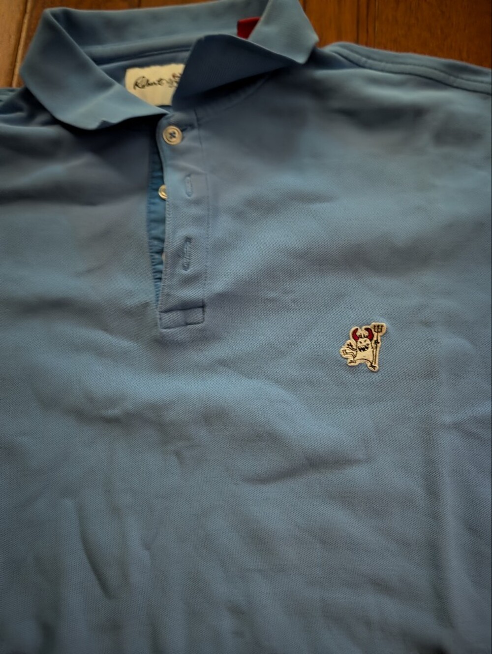 Robert Graham Men's Blue Polo Shirt with Embroidered Crest - Picture 2 of 5